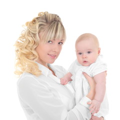 happy mother holding her baby