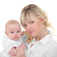 happy mother holding her baby