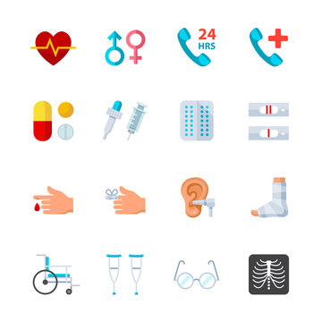 Medical and Medical Treatment Icons with White Background