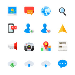 Communication and Social Media Icons with White Background