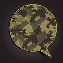 Speech bubble of camouflage fabric pattern shape
