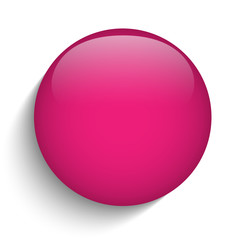 Pink Glass Circle Button Icon