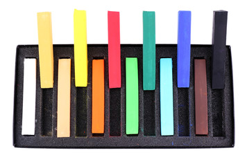 Colorful chalk pastels isolated on white