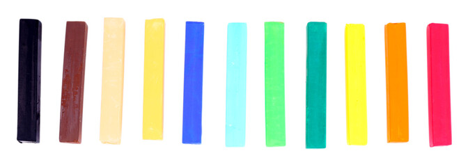 Colorful chalk pastels isolated on white