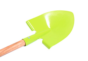 Shovel with wooden handle isolated on white