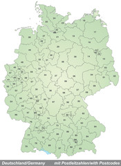 Karte von Deutschland mit Postleitzahlen - obrazy, fototapety, plakaty