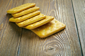 crackers on  wood table