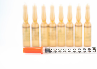 Disposable syringe on injection ampule