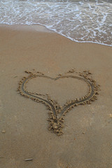 Heart on the beach sand