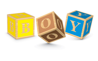 Word BOY written with alphabet blocks