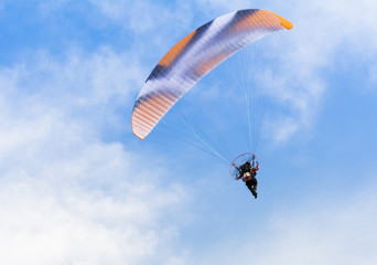 Paramotor flying in the sky