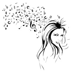 Notenschlüssel Noten Musik Frau Vektor