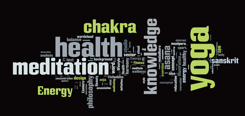 YOGA. Word cloud concept illustration.