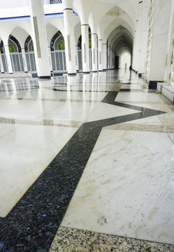 Floor marble pattern at mosque corridor