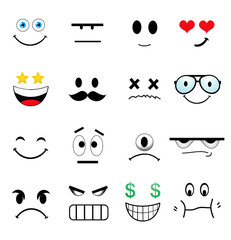 Cartoon Set Of Different Cute Faces