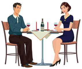 romantic dinner in a cafe for two