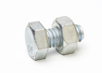 Bolt and nut isolated on white background.