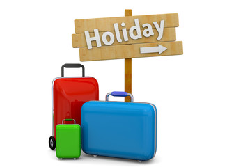 Suitcase on the Beach - 3D