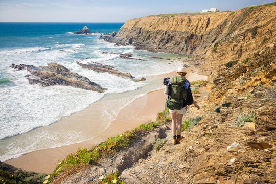 woman on hiking trail