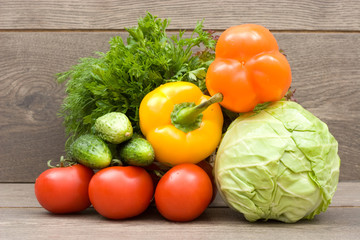 vegetables on wooden background