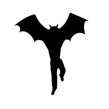 Half Bat Half Man Silhouette Vector