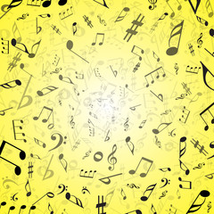 musical background with flowing golden notes