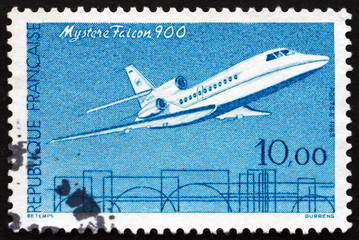 Postage stamp France 1965 Jet Plane, Mystere Falcon-900