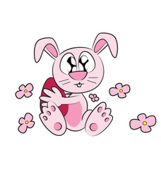 Baby bunny holding an easter egg