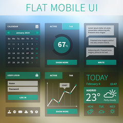 Vector flat Mobile Web UI interface - obrazy, fototapety, plakaty