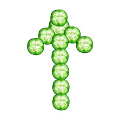 sliced cucumber isolated on white background