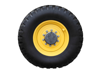 Yellow tractor wheel.
