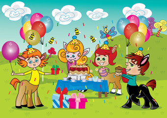 Obraz na płótnie Canvas Ilustracja dla dzieci urodziny