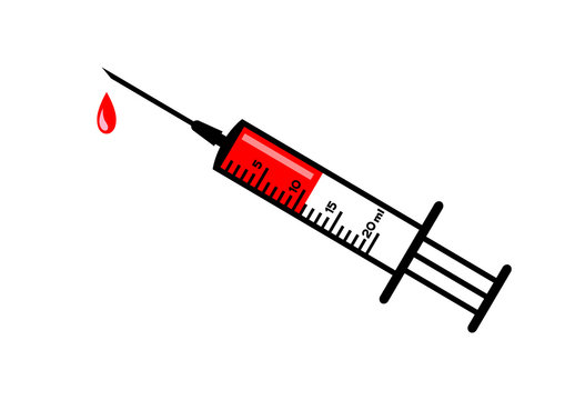 Medical syringe on white background