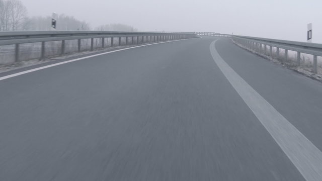 Bad weather driving - foggy expressway
