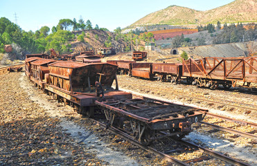 Fototapeta na wymiar Sprzęt kolejowy, opuszczone kopalnie Rio Tinto, Espa?a