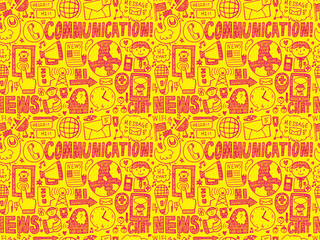 Obraz premium seamless doodle communication pattern