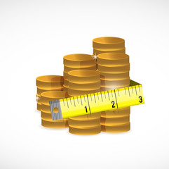 gold coins and measure tape illustration design