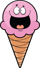 Happy Cartoon Ice Cream Cone