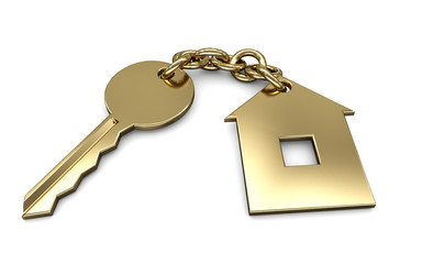Key of house isolated on white.