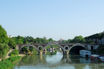 Naklejka premium Bridges over the Tiber river in Rome - Italy