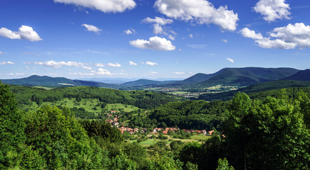 Fototapeta na wymiar Bird-fly Alsace panoramic view
