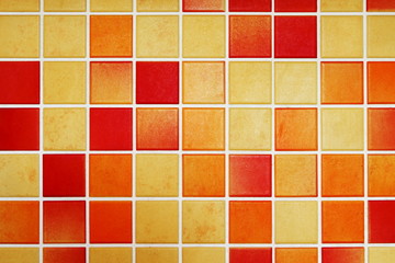 Küchenfliesen, rot, orange, Mosaik, Hintergrund