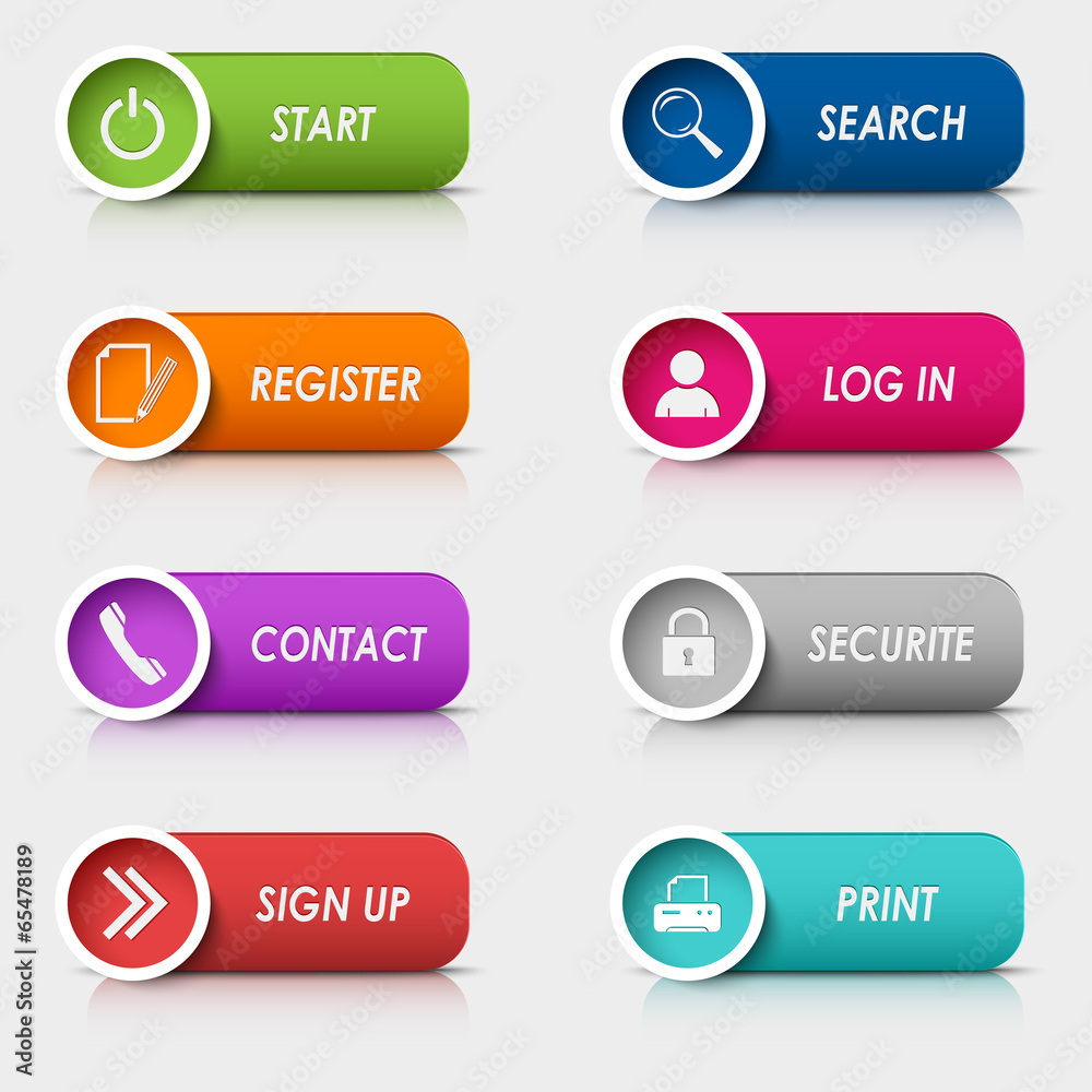 Wall mural colored set rectangular web buttons template