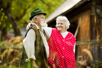 Senior couple on farm