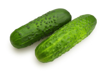 Two cucumbers on a white background