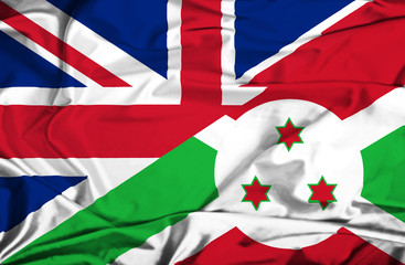 Fototapeta premium Waving flag of Burundi and UK