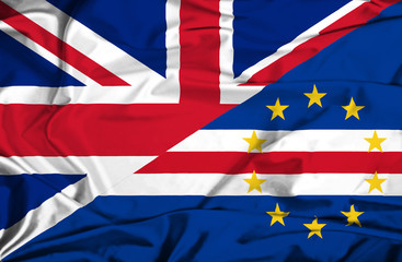 Fototapeta na wymiar Waving flag of Cape Verde and UK