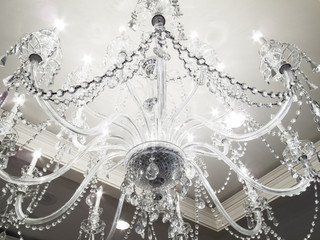 Low angle view of an illuminated chandelier