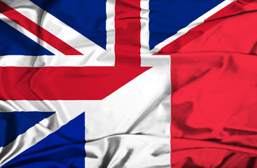 Waving flag of France and UK - 65479597