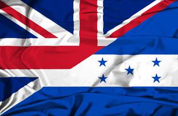 Waving flag of Honduras and UK